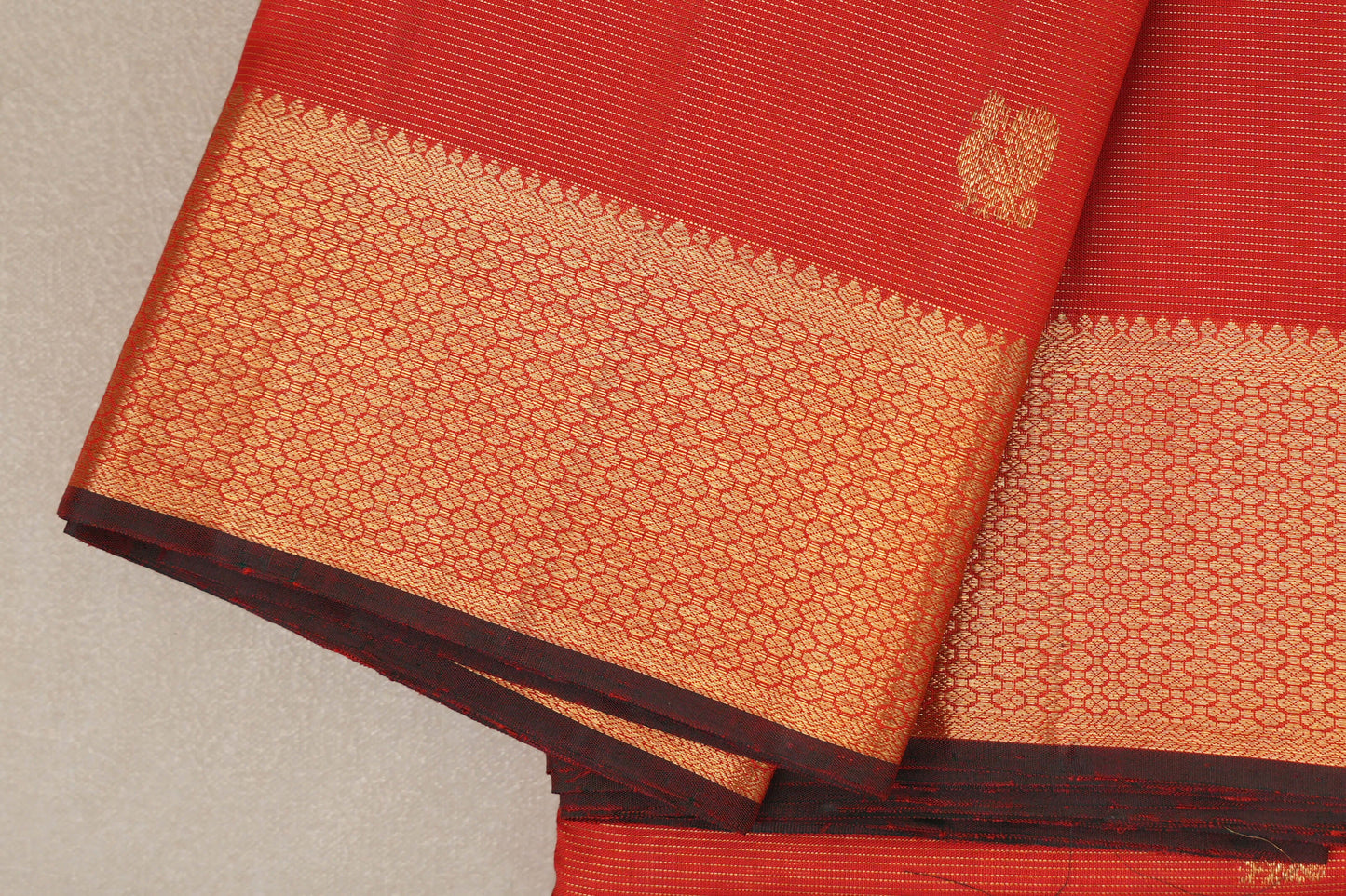 Reddish Orange Vintage Kanjivaram Silk Saree border