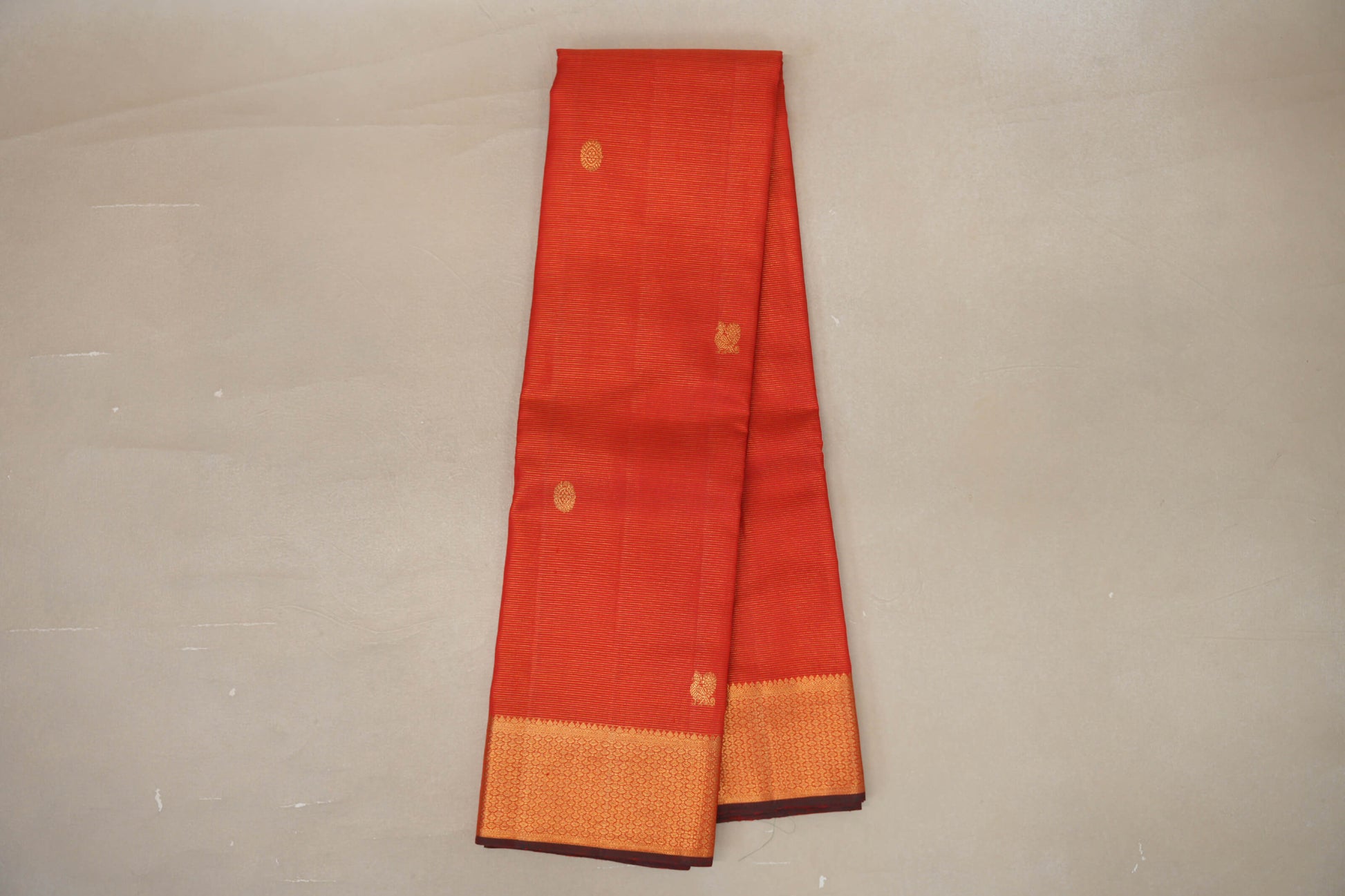 Online Reddish Orange Vintage Kanjivaram Silk Saree