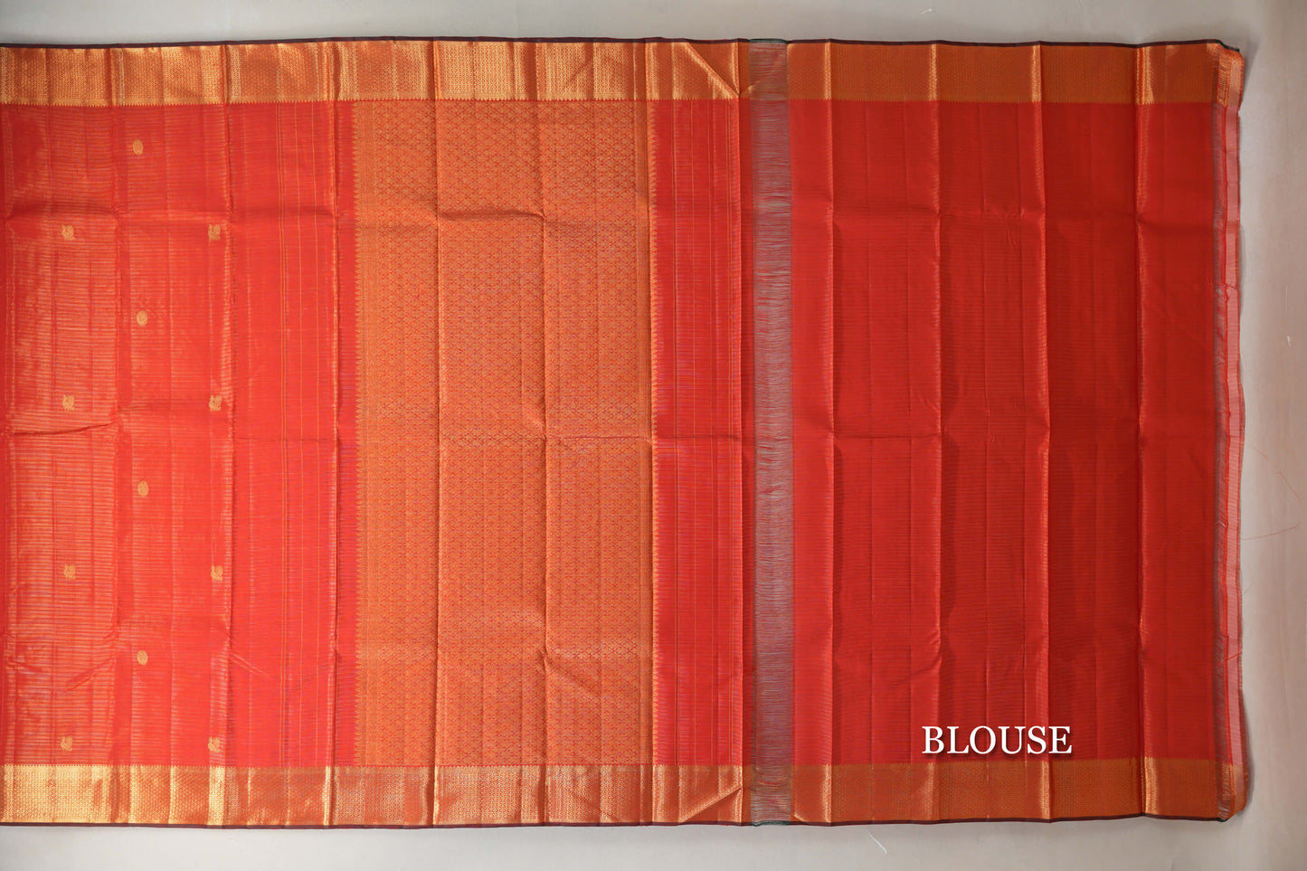 Reddish Orange Vintage Kanjivaram Silk Saree blouse
