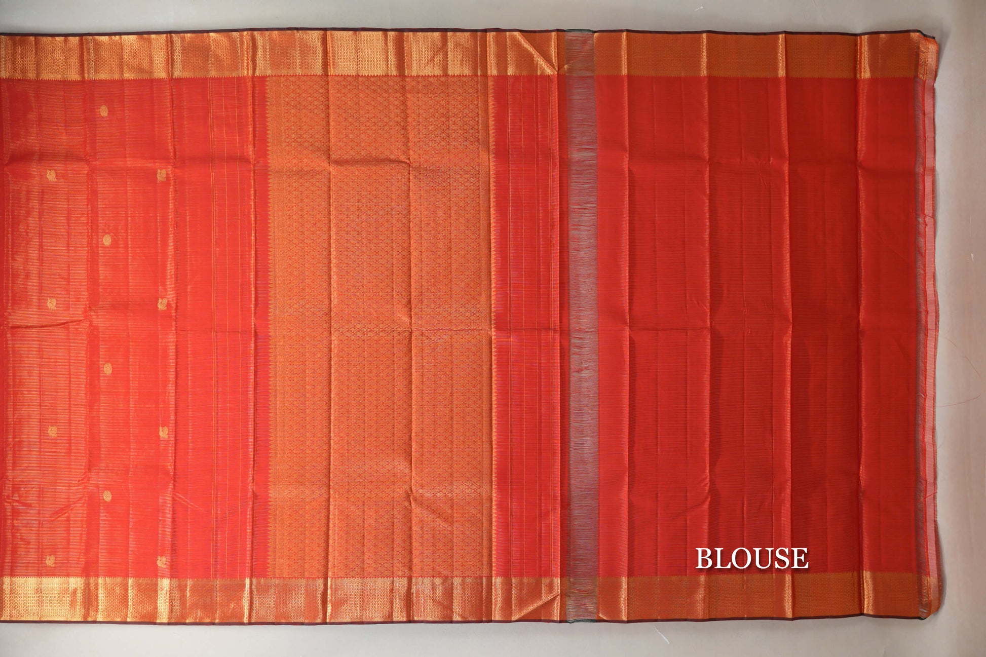Reddish Orange Vintage Kanjivaram Silk Saree blouse
