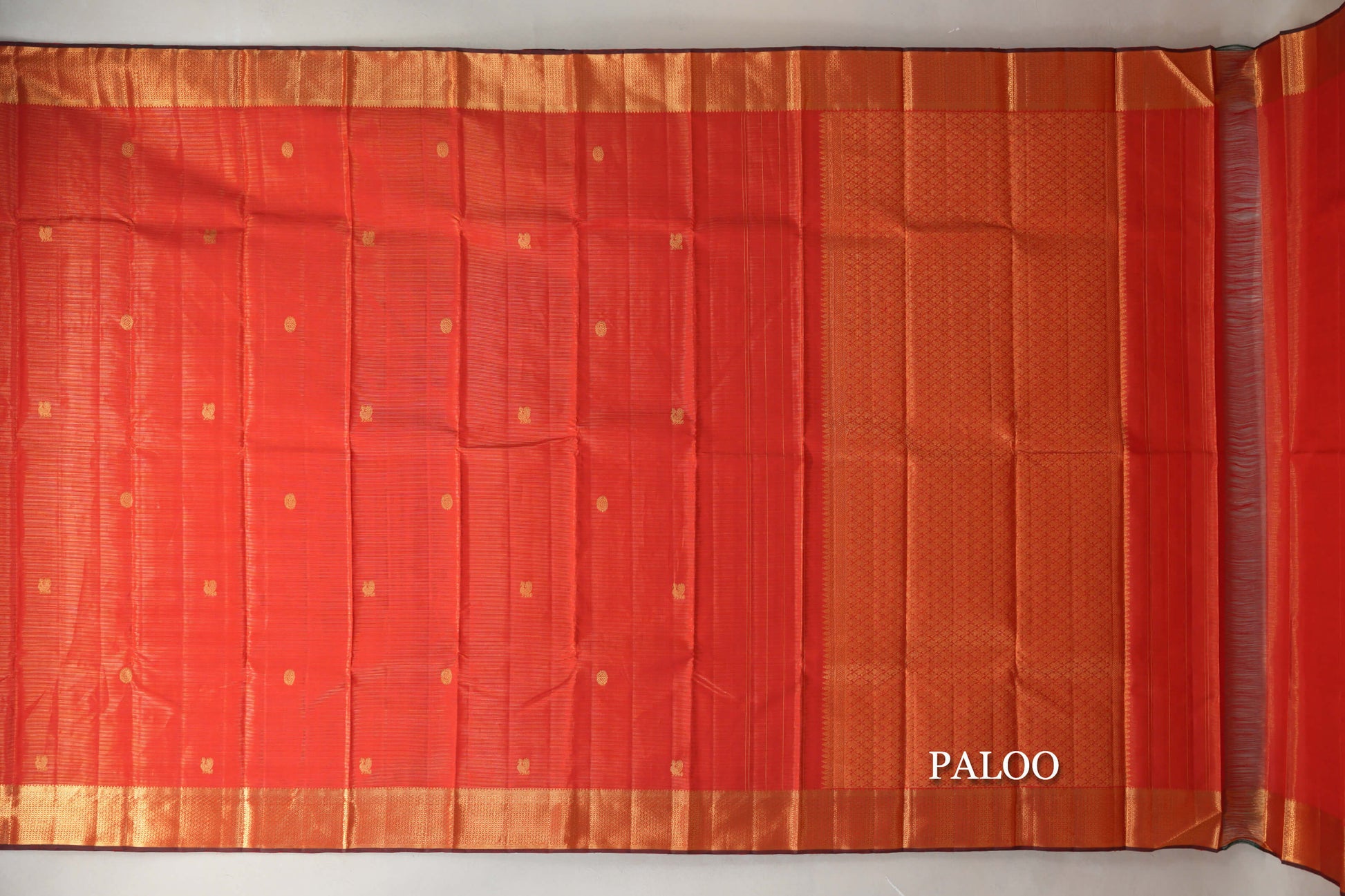 Reddish Orange Vintage Kanjivaram Silk Saree paloo