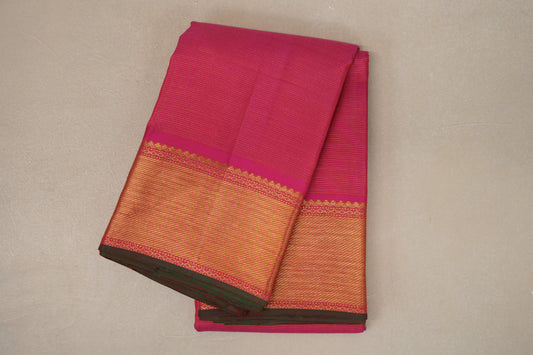 Deep Rani Pink Vaira Oosi Vintage Kanjivaram Silk Saree 
