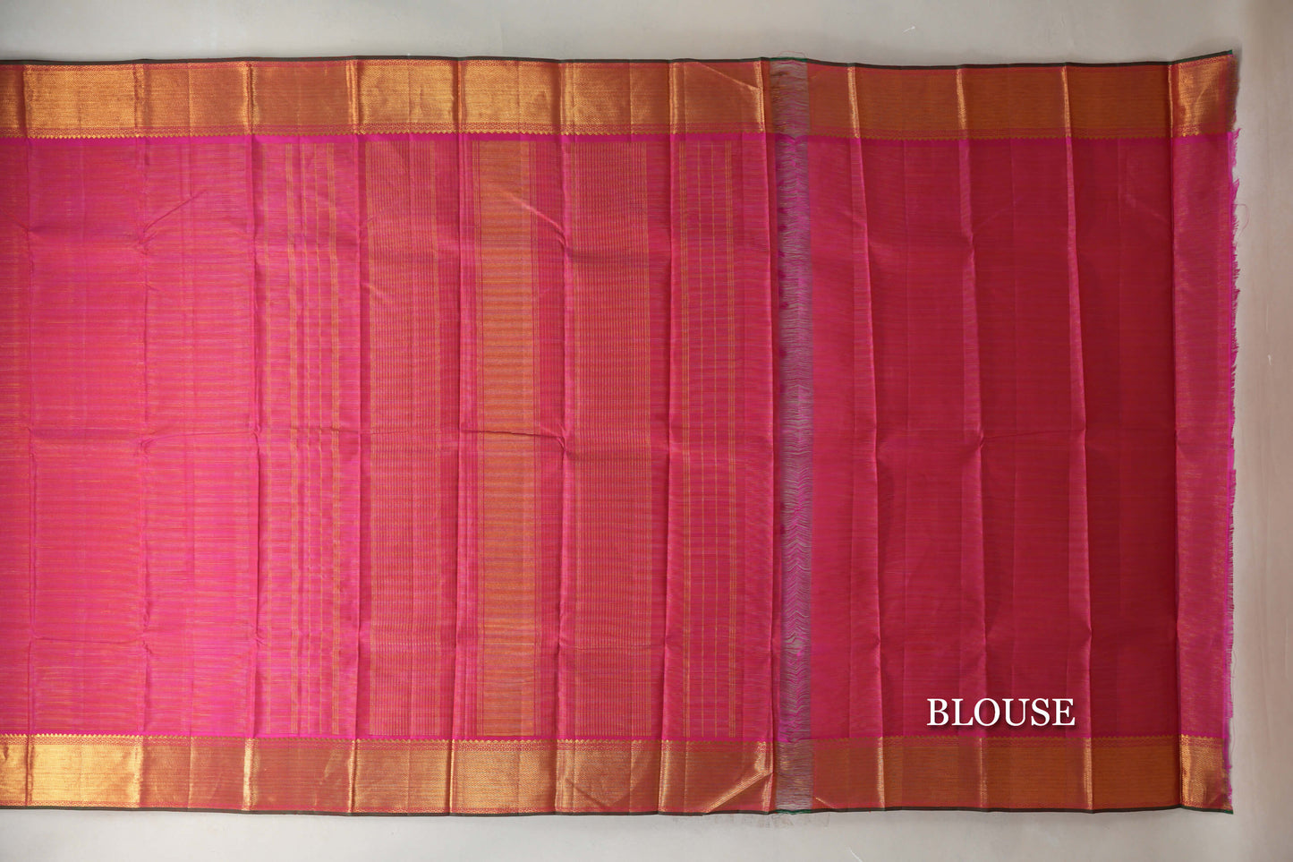 Deep Rani Pink Vaira Oosi Vintage Kanjivaram Silk Saree  blouse