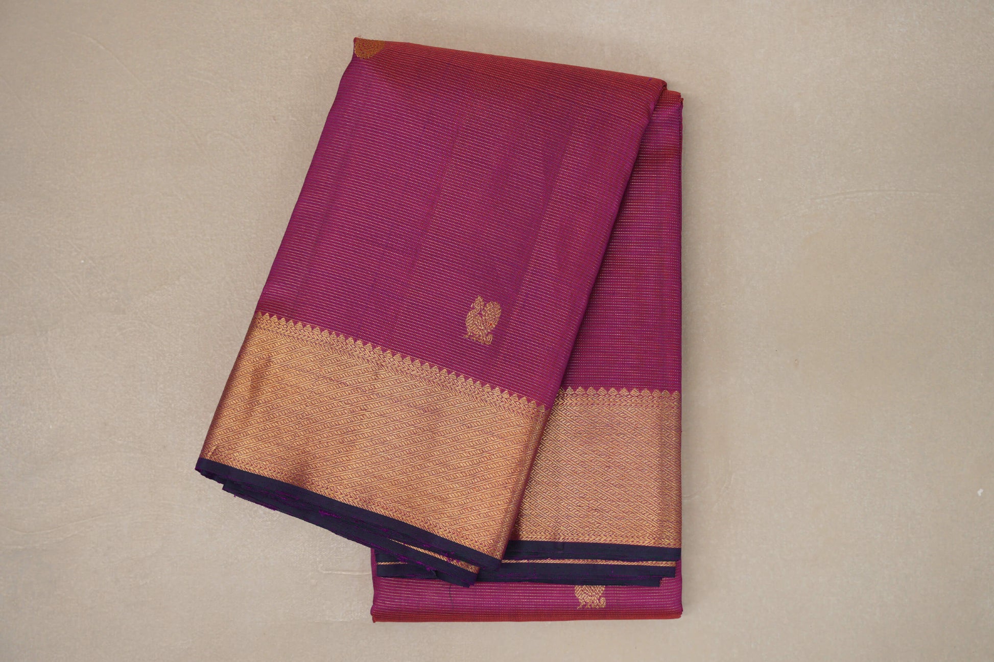 Dual Tone Magenta and Orange Vintage Kanjivaram Silk Saree