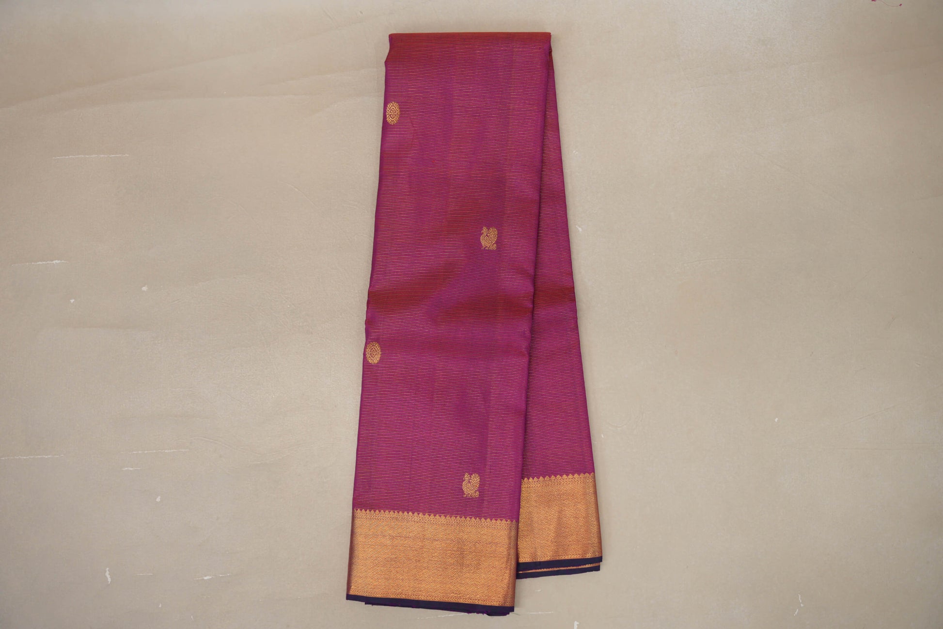 Online Dual Tone Magenta and Orange Vintage Kanjivaram Silk Saree