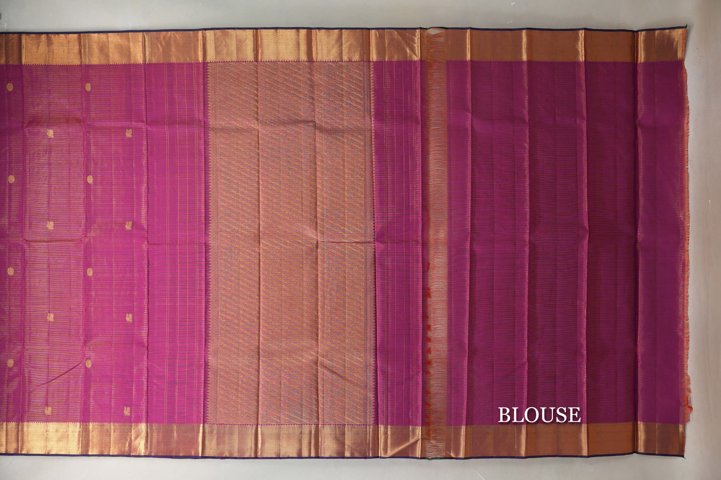 Dual Tone Magenta and Orange Vintage Kanjivaram Silk Saree blouse