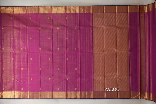 Dual Tone Magenta and Orange Vintage Kanjivaram Silk Saree paloo