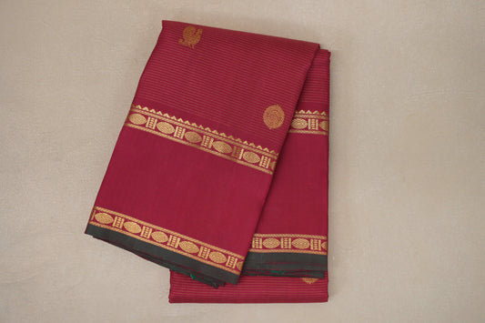 Reddish Pink with Rettai Pettu Borders Vintage Kanjivaram Silk Saree