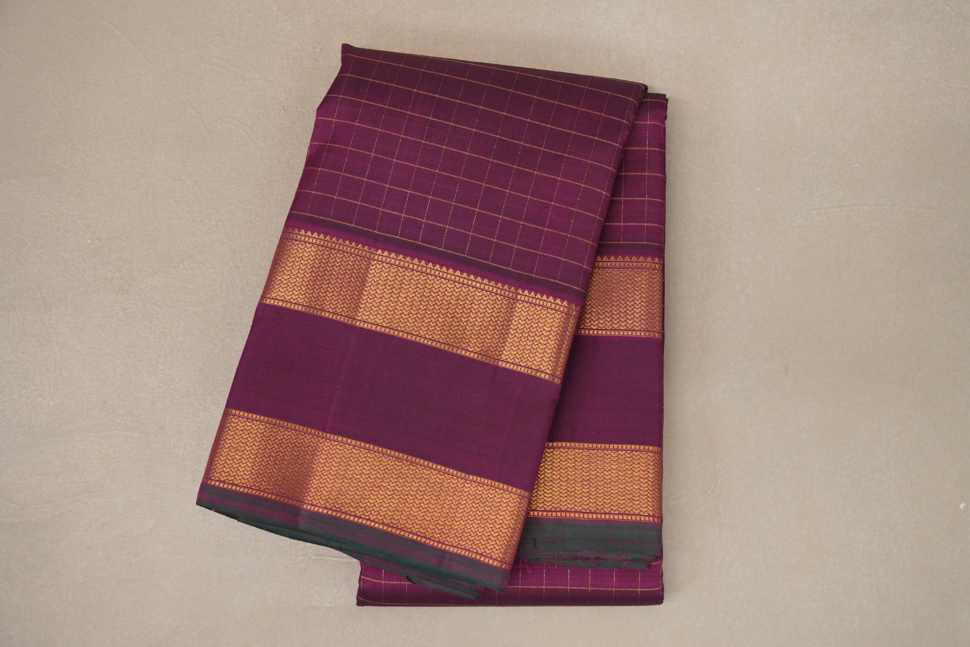 Deep Magenta with Rettai Pettu Borders Vintage Kanjivaram Silk Saree