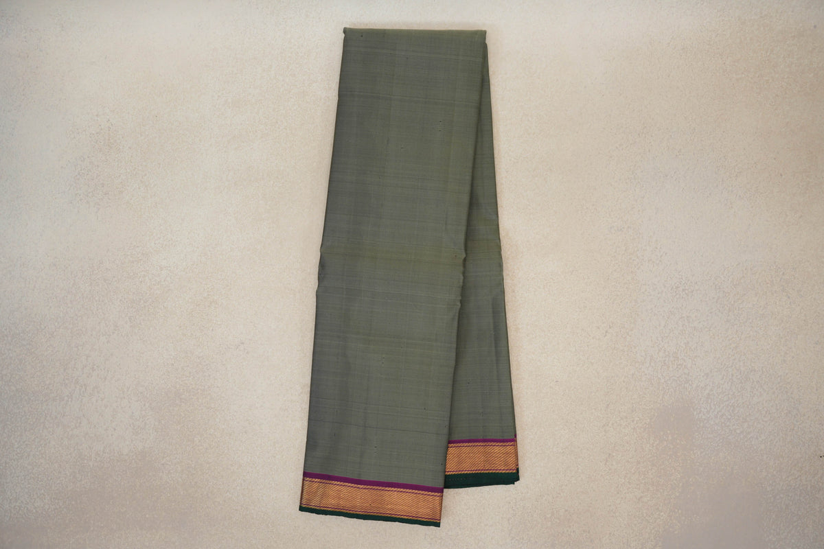 Online Moss Green with Magenta with Bottle Green Selvedge Borders Vintage Kanjivaram Silk Saree