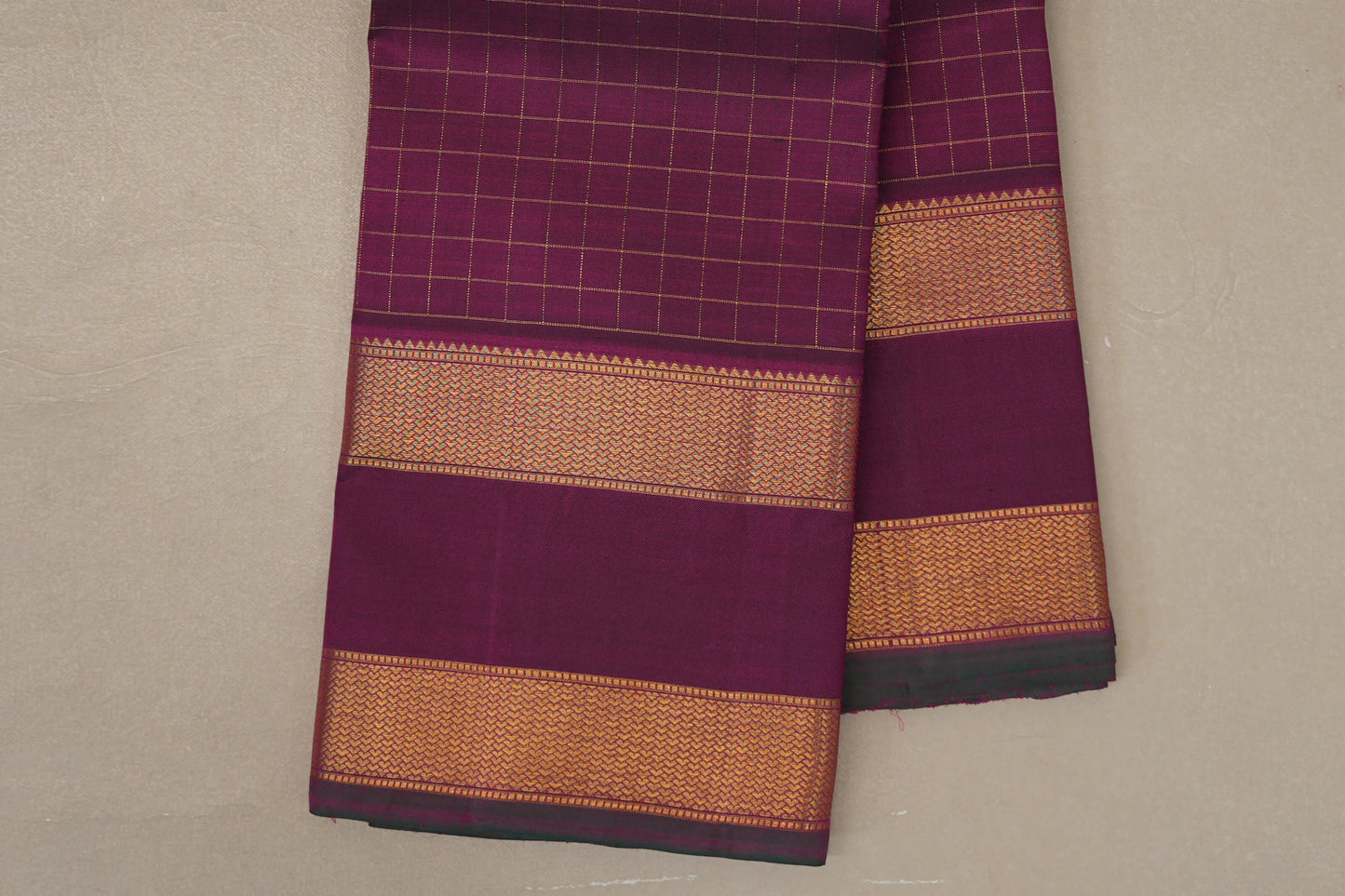 Deep Magenta Vintage Kanjivaram Silk Saree  rettai pettu borders