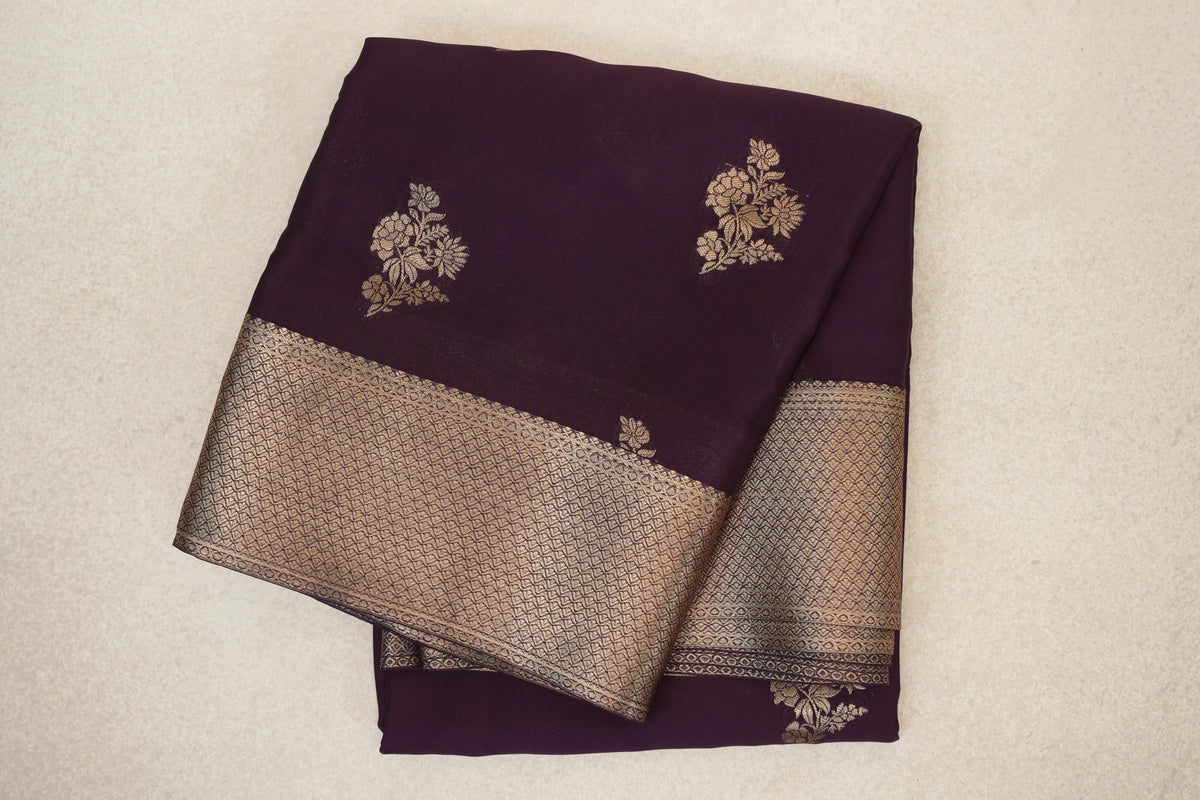 Deep Plum Purple Mysore Silk Saree