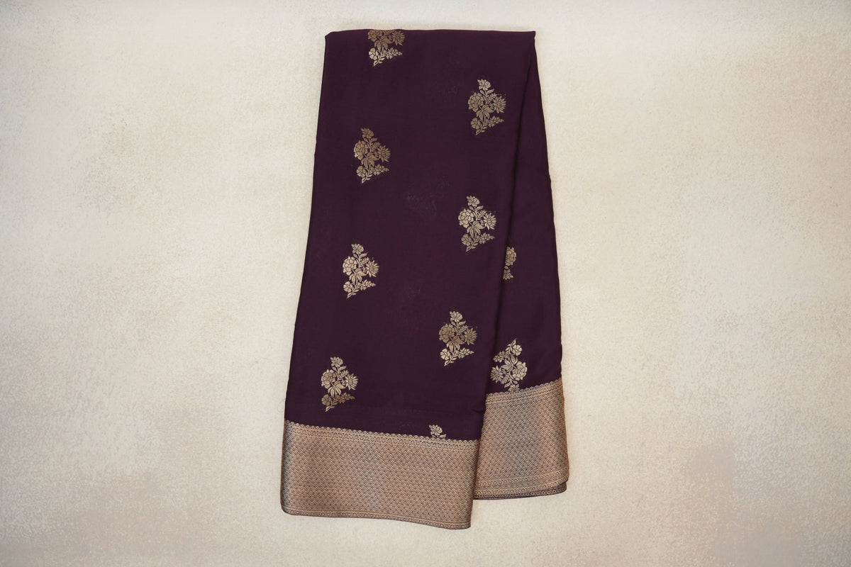 Online Deep Plum Purple Mysore Silk Saree