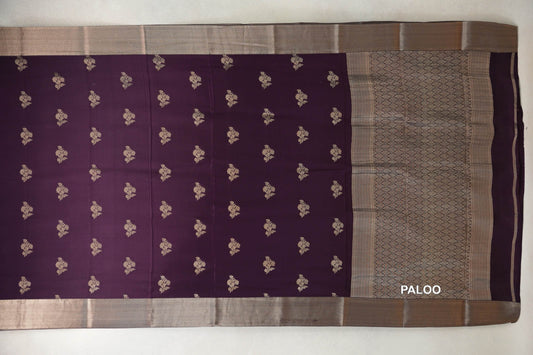 Deep Plum Purple Mysore Silk Saree paloo