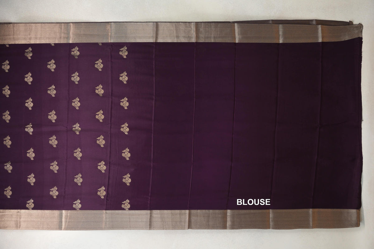 Deep Plum Purple Mysore Silk Saree blouse