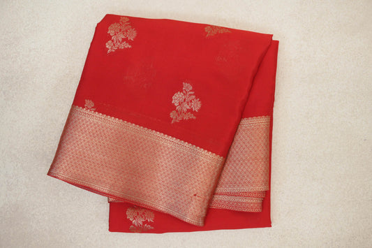 Bright Red Mysore Silk Saree