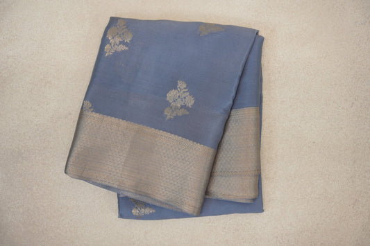 Light Blue Grey Mysore Silk Saree