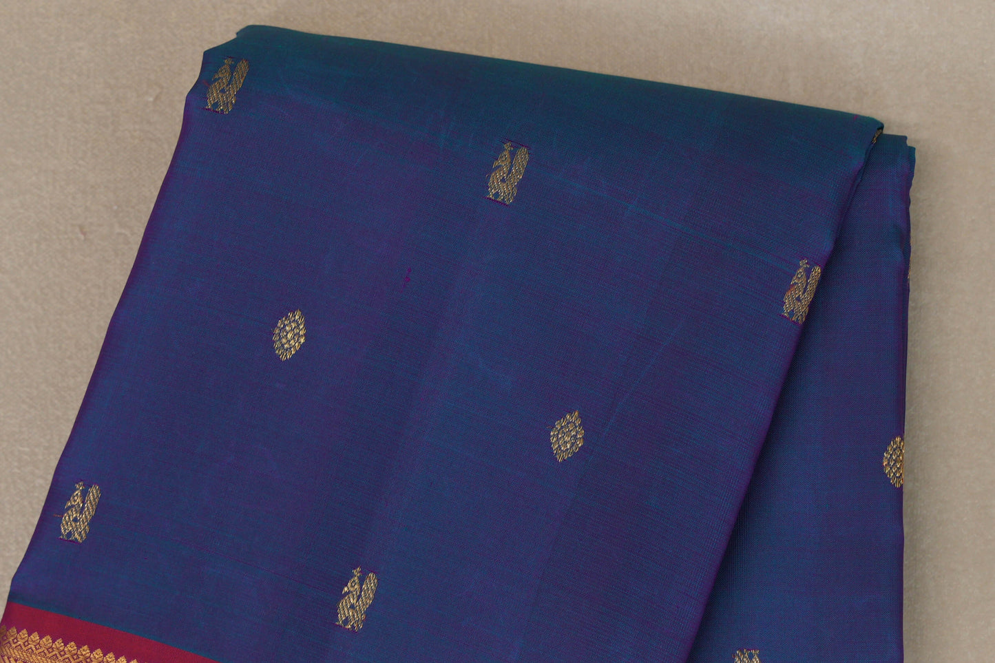Peacock Blue Vintage Kanjivaram Silk Saree body