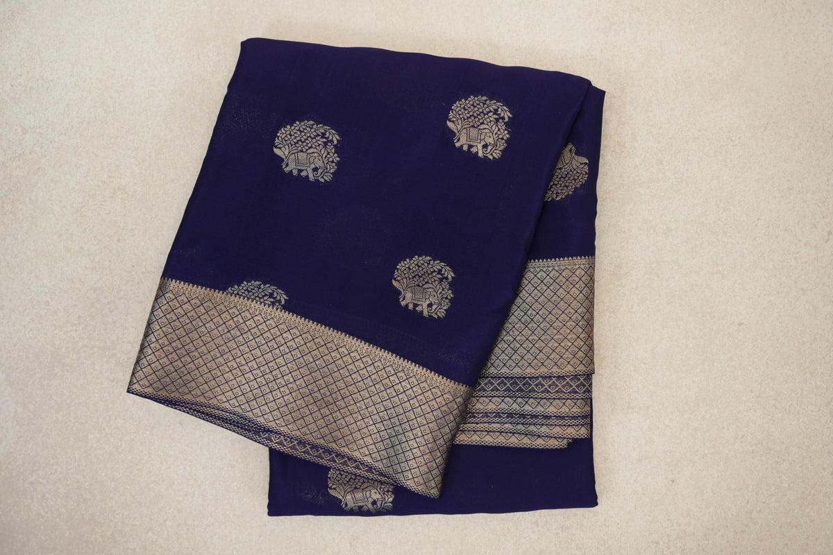 Deep Blue Mysore Silk Saree