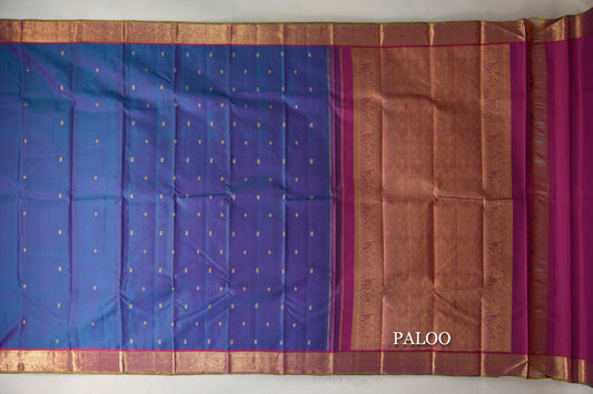 Peacock Blue Vintage Kanjivaram Silk Saree paloo