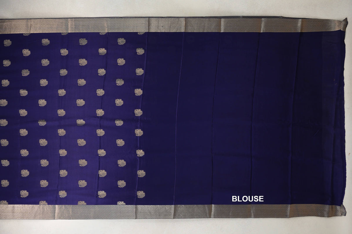 Deep Blue Mysore Silk Saree blouse