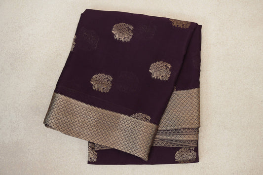 Deep Plum Purple Mysore Silk Saree