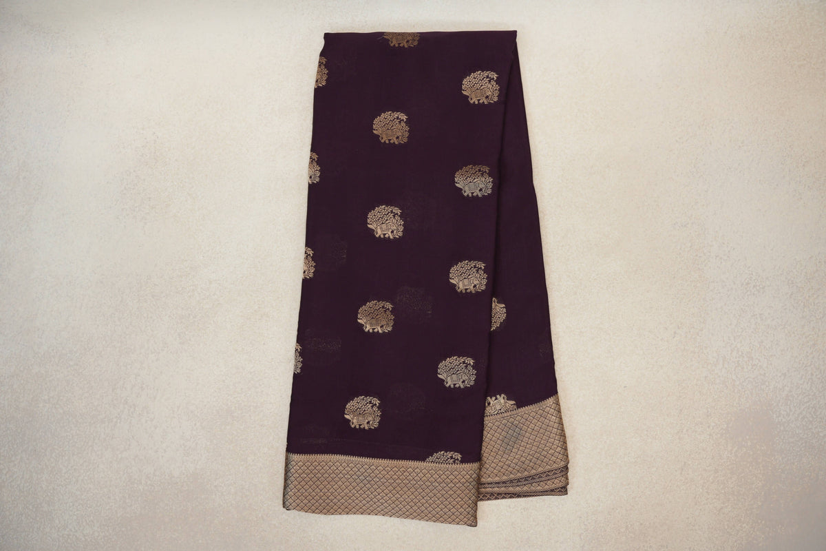 Online Deep Plum Purple Mysore Silk Saree