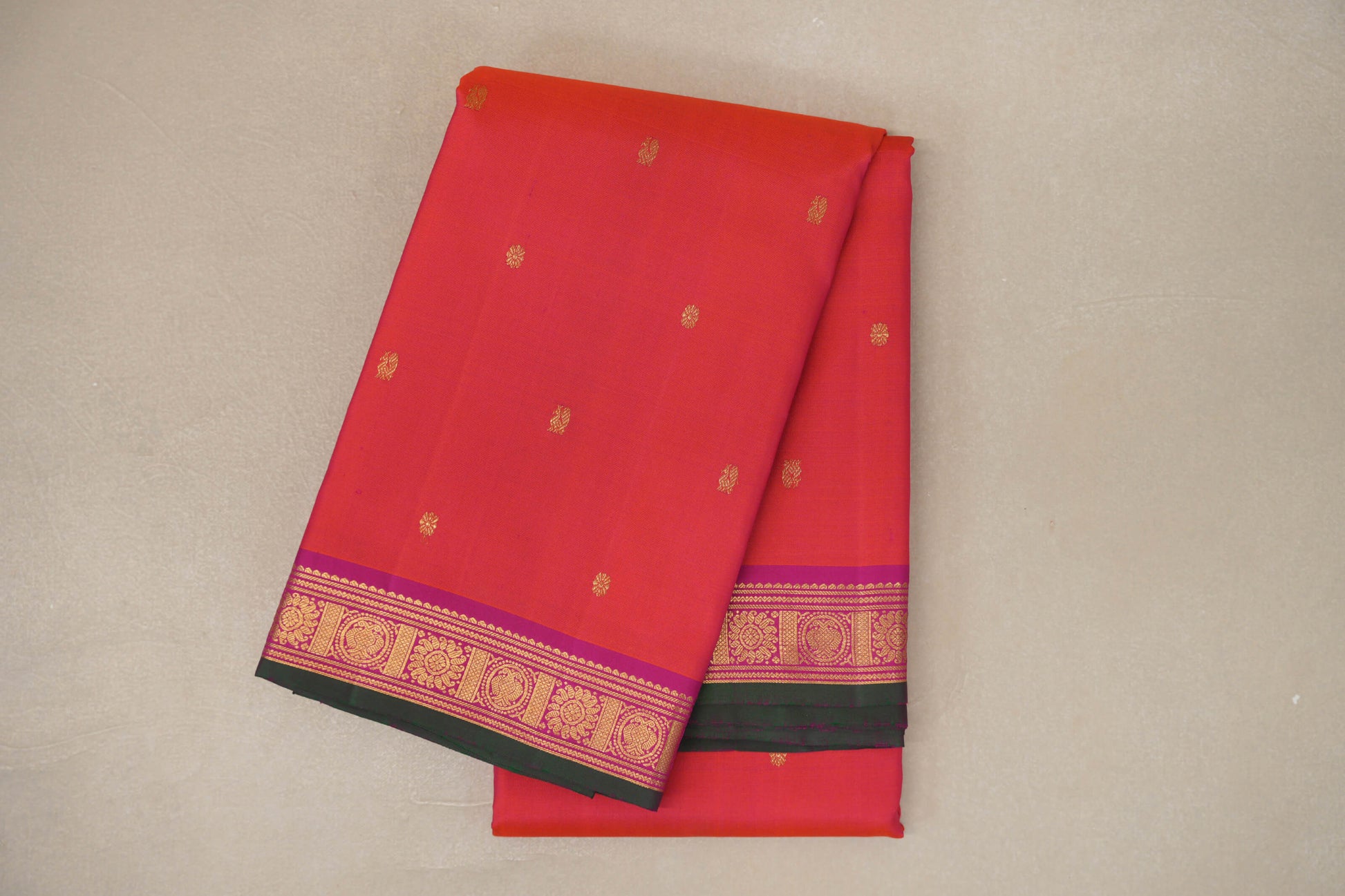 Orangish Pink Vintage Kanjivaram Silk Saree