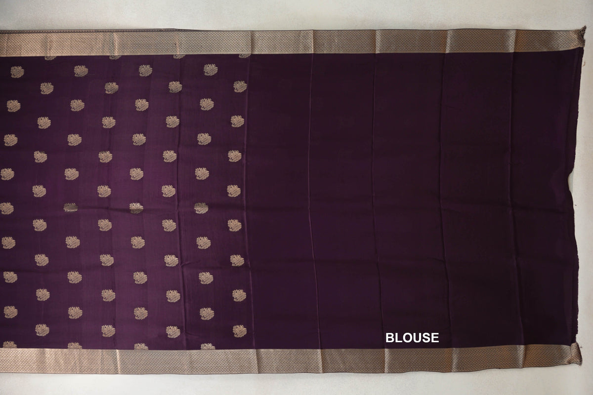 Deep Plum Purple Mysore Silk Saree blouse