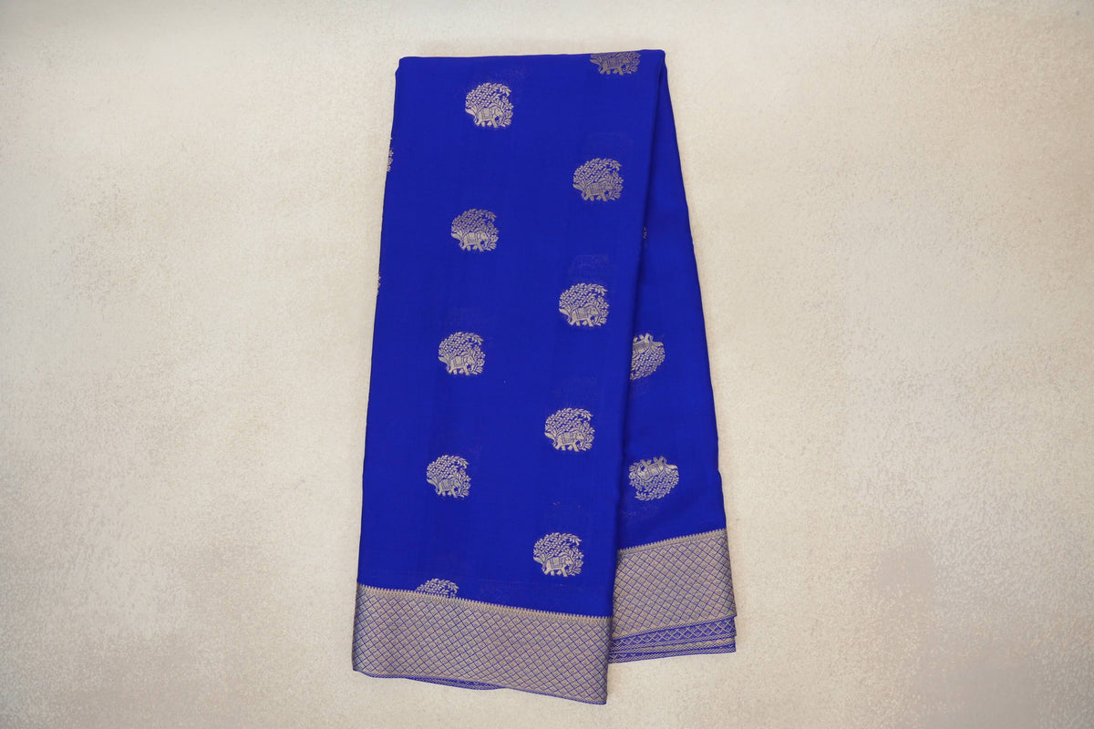 Online Bright Royal Blue Mysore Silk Saree