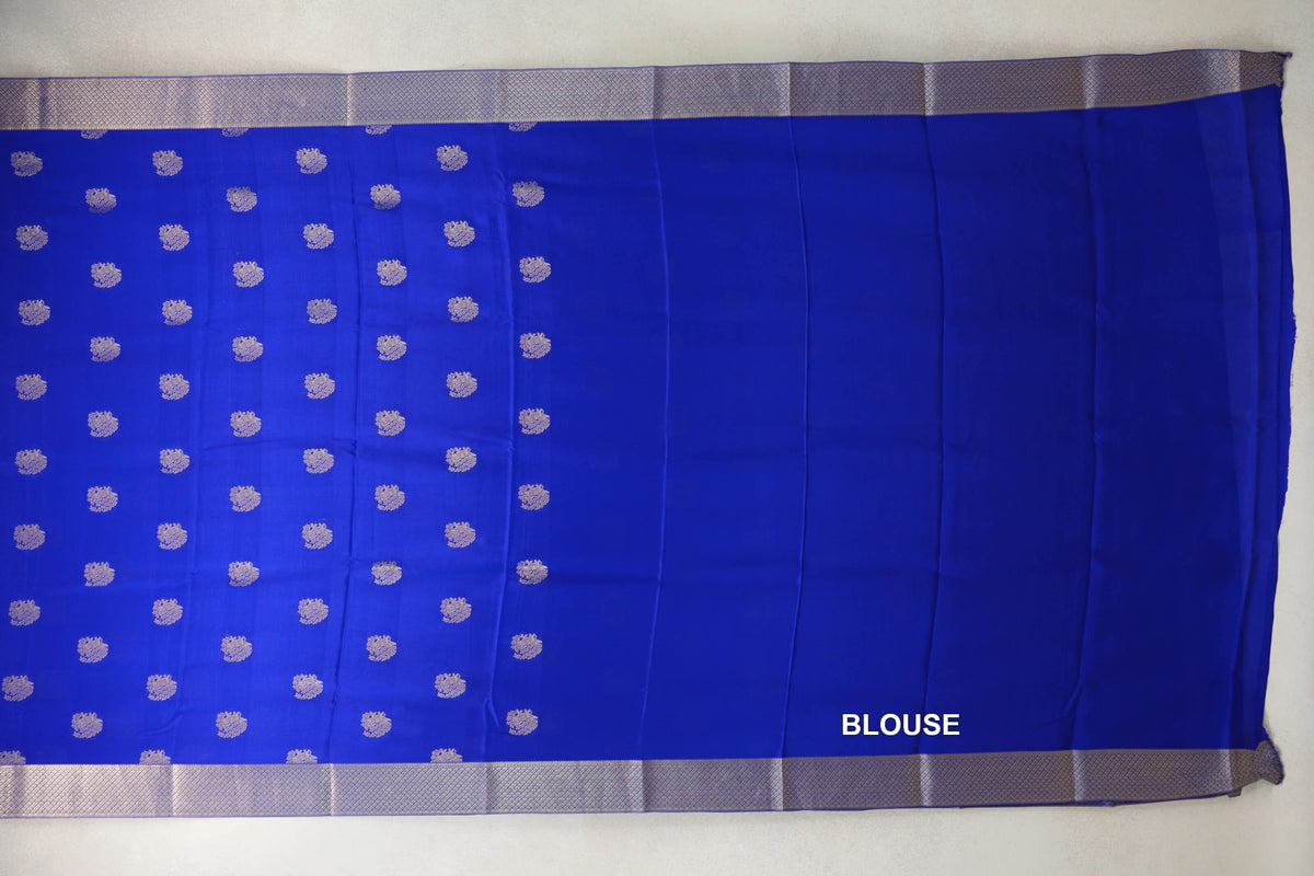 Bright Royal Blue Mysore Silk Saree blouse