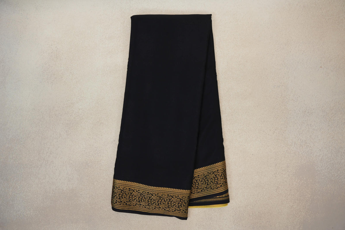 Online Black Mysore Silk Saree 