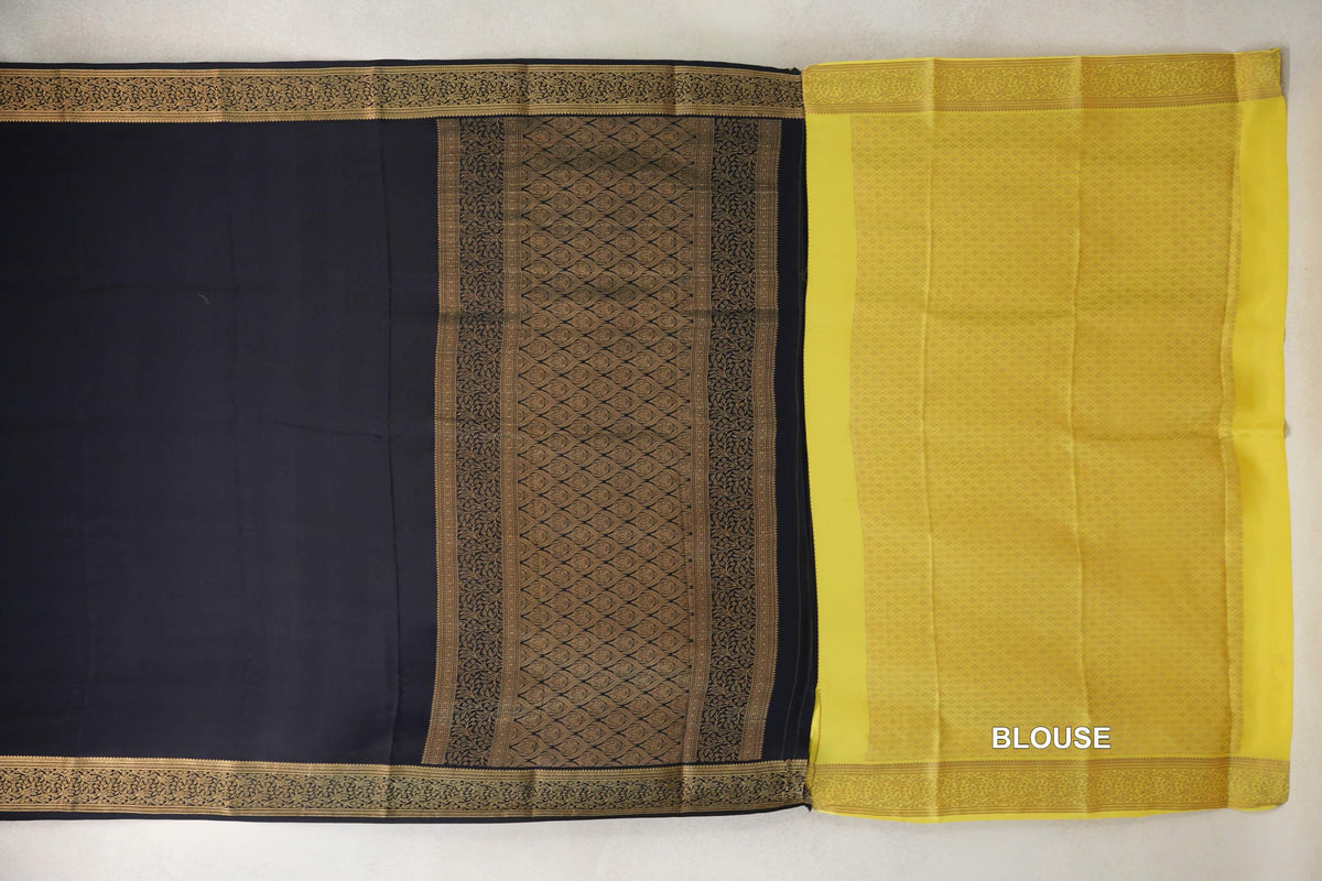Black Mysore Silk Saree blouse