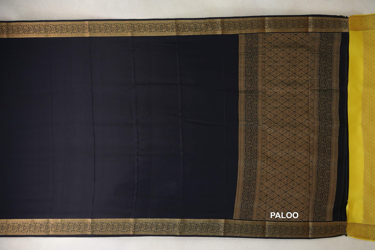 Black Mysore Silk Saree paloo