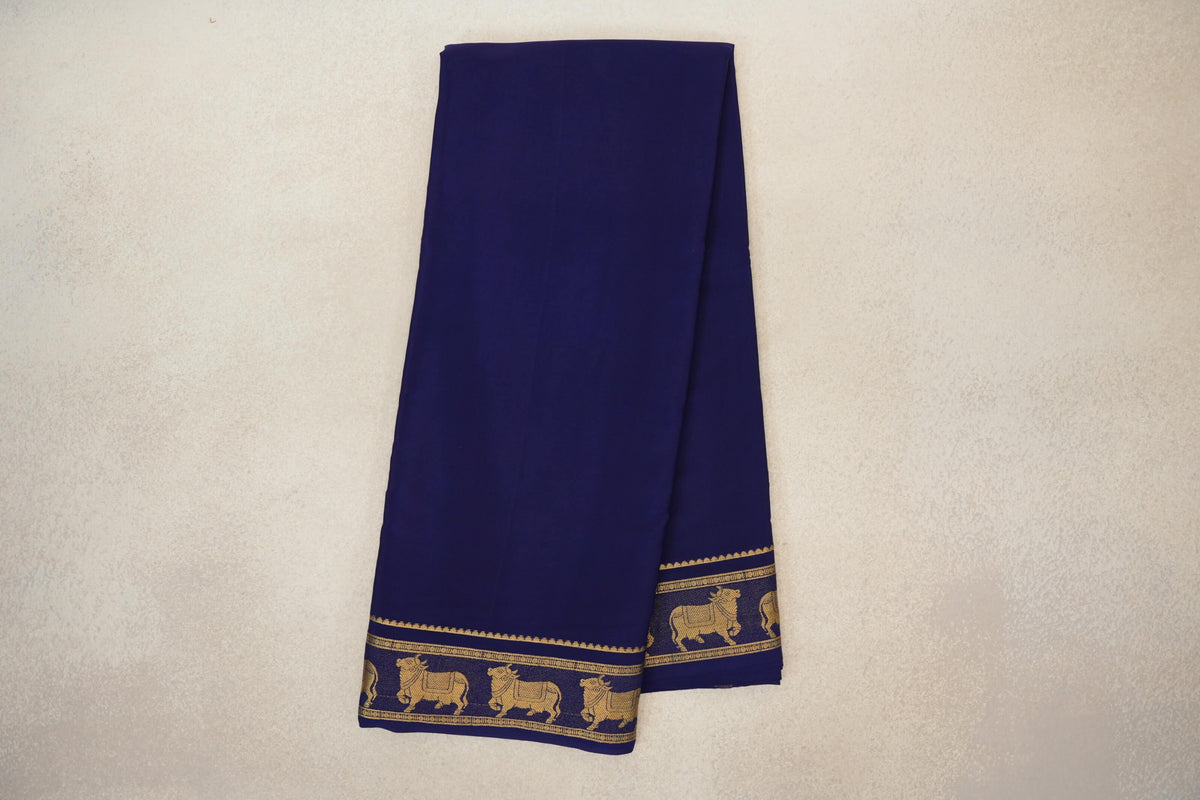 Online Deep Blue Mysore Silk Saree