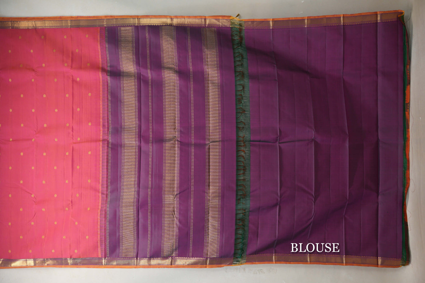 Orangish Pink Vintage Kanjivaram Silk Saree blouse