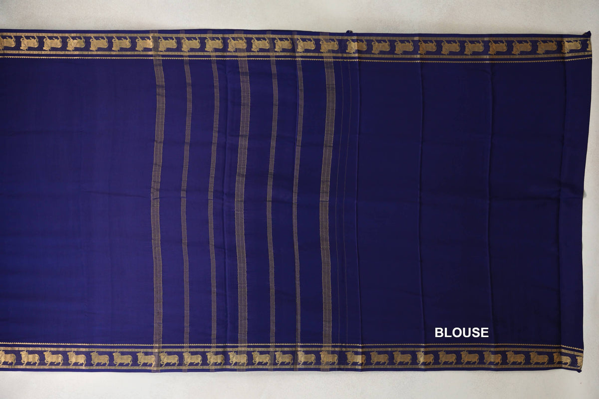 Deep Blue Mysore Silk Saree blouse