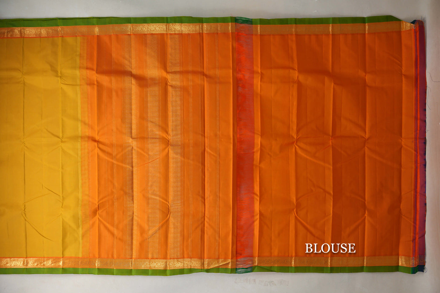 Mango Yellow Vintage Kanjivaram Silk Saree blouse