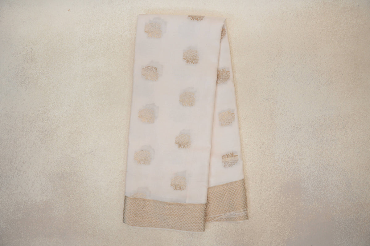 Online Cream Mysore Silk Saree