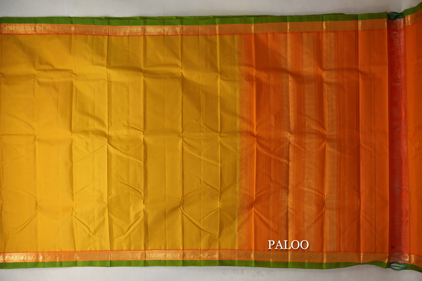 Mango Yellow Vintage Kanjivaram Silk Saree paloo