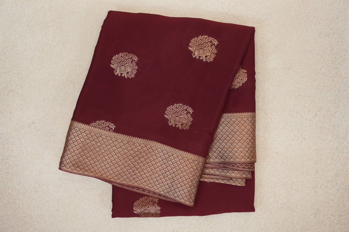 Deep Wine Maroon Mysore Silk Saree