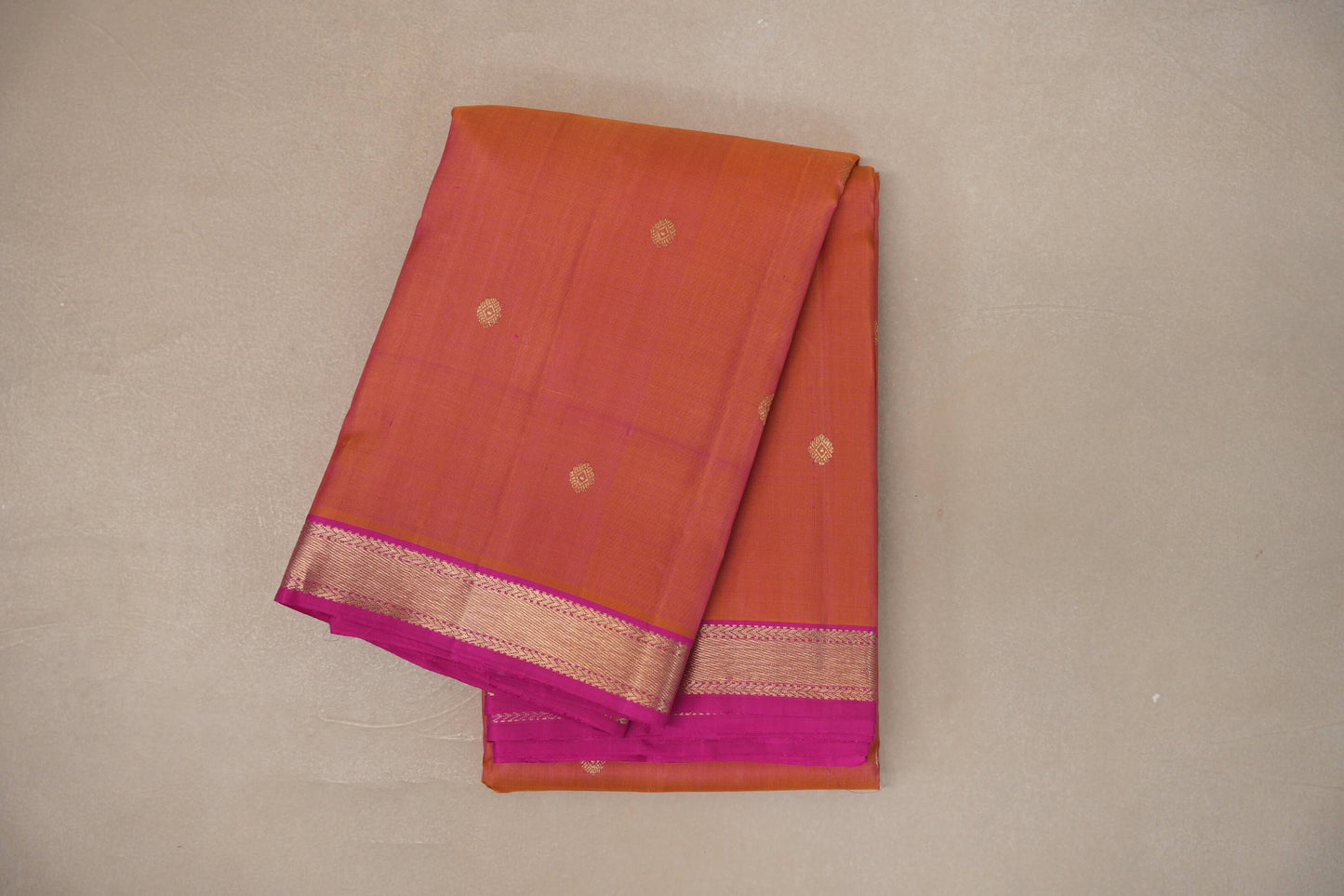 Dual Tone of Yellow and Pink Vintage Kanjivaram Silk Saree SS9299