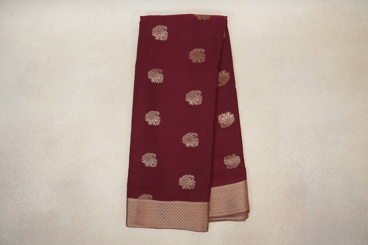 Online Deep Wine Maroon Mysore Silk Saree