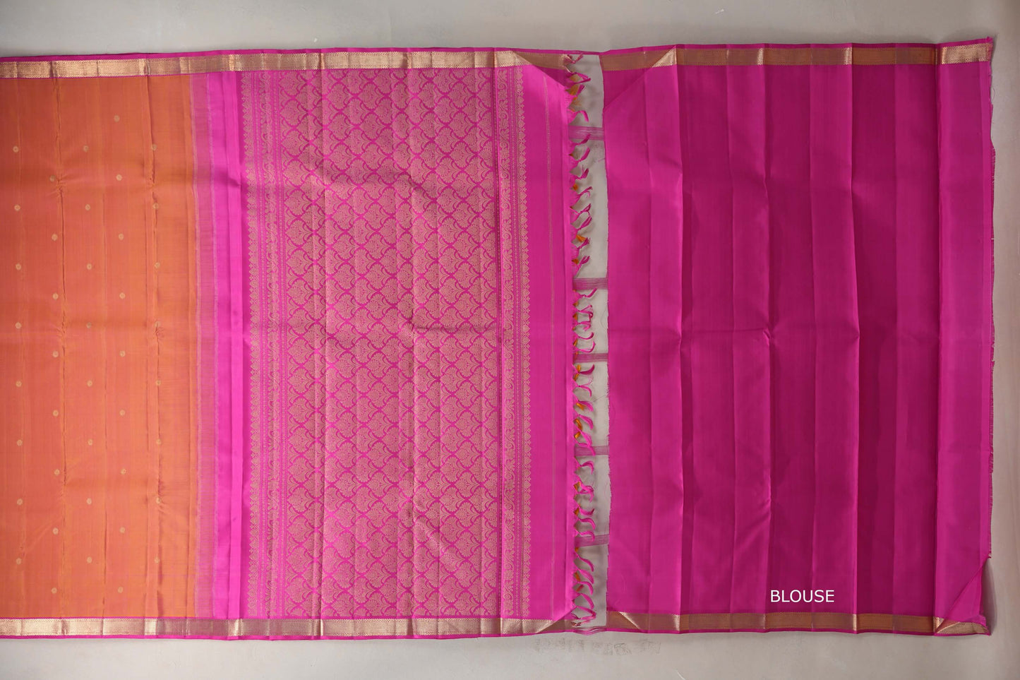 Dual Tone of Yellow and Pink Vintage Kanjivaram Silk Saree SS9299