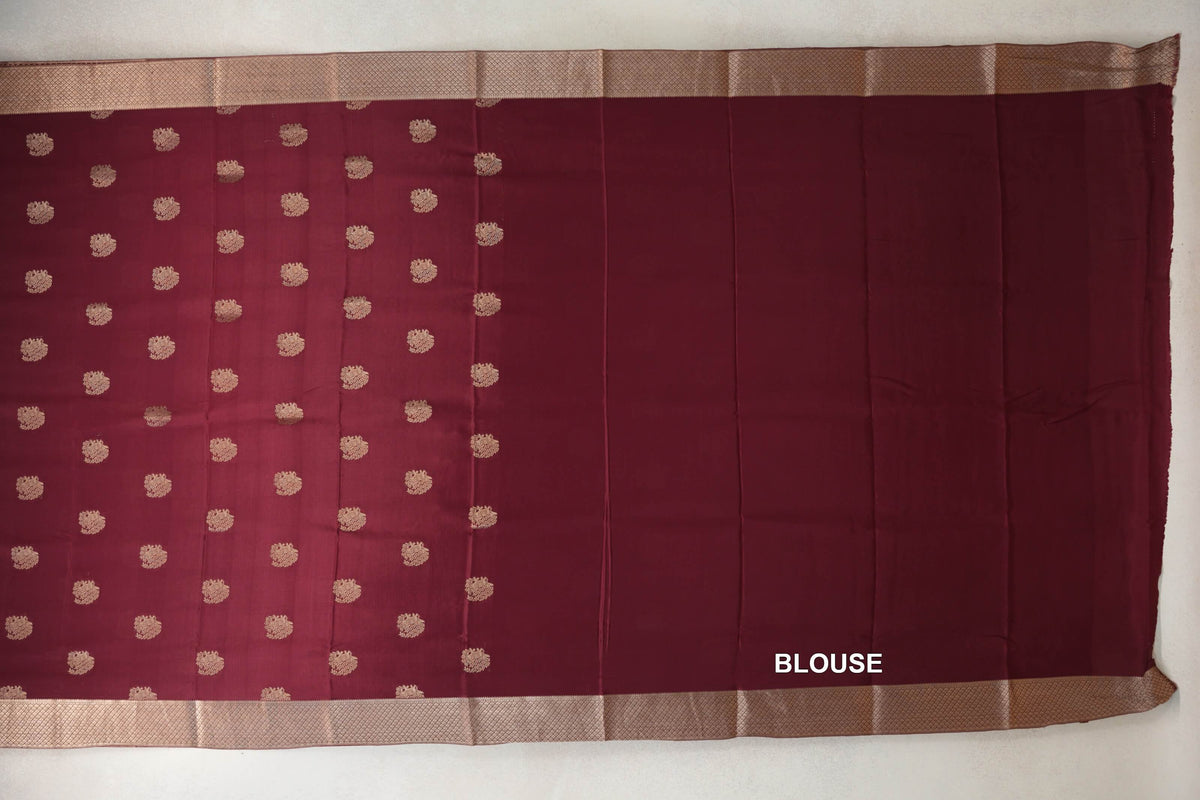 Deep Wine Maroon Mysore Silk Saree blouse