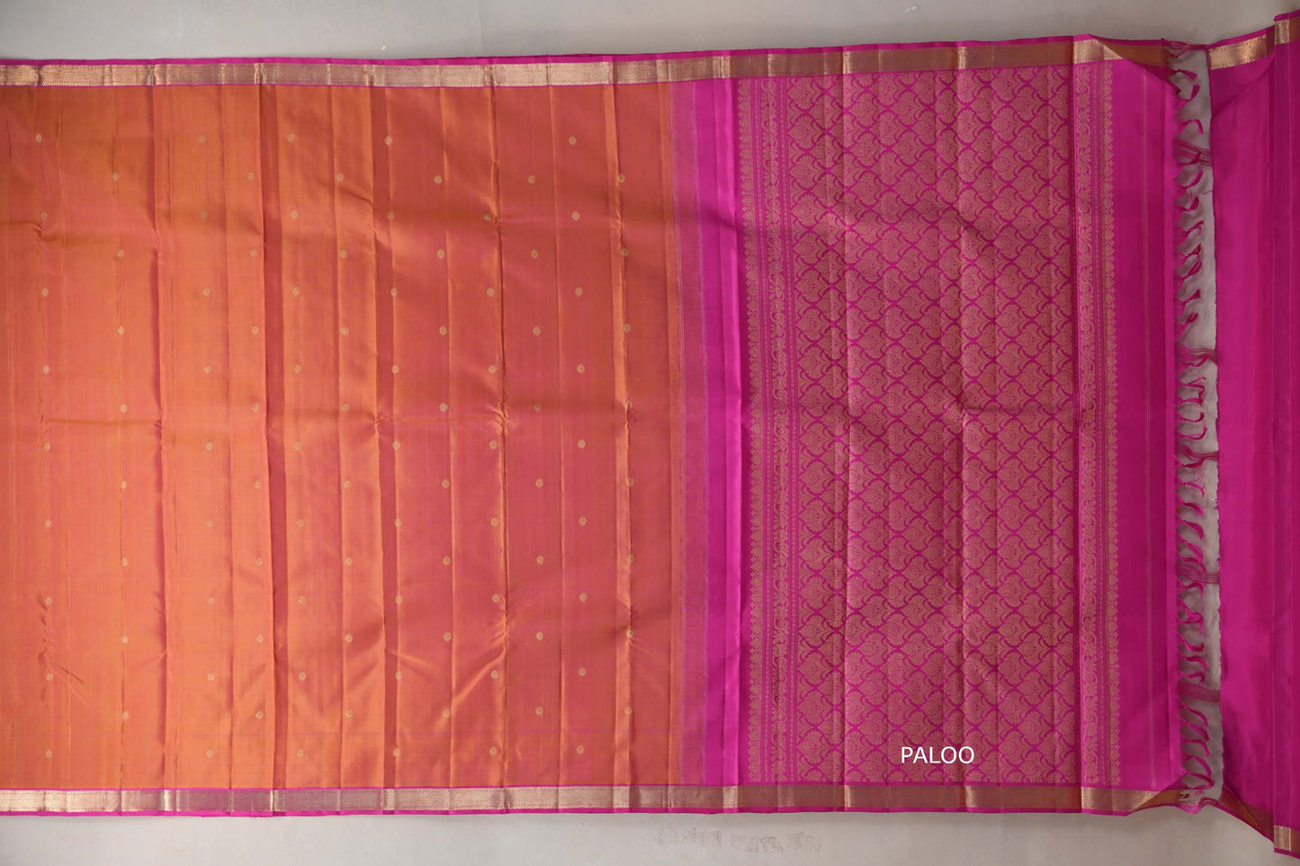 Dual Tone of Yellow and Pink Vintage Kanjivaram Silk Saree SS9299