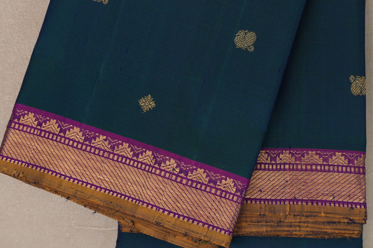 Deep Peacock Blue Vintage Kanjivaram Silk Saree SS9300