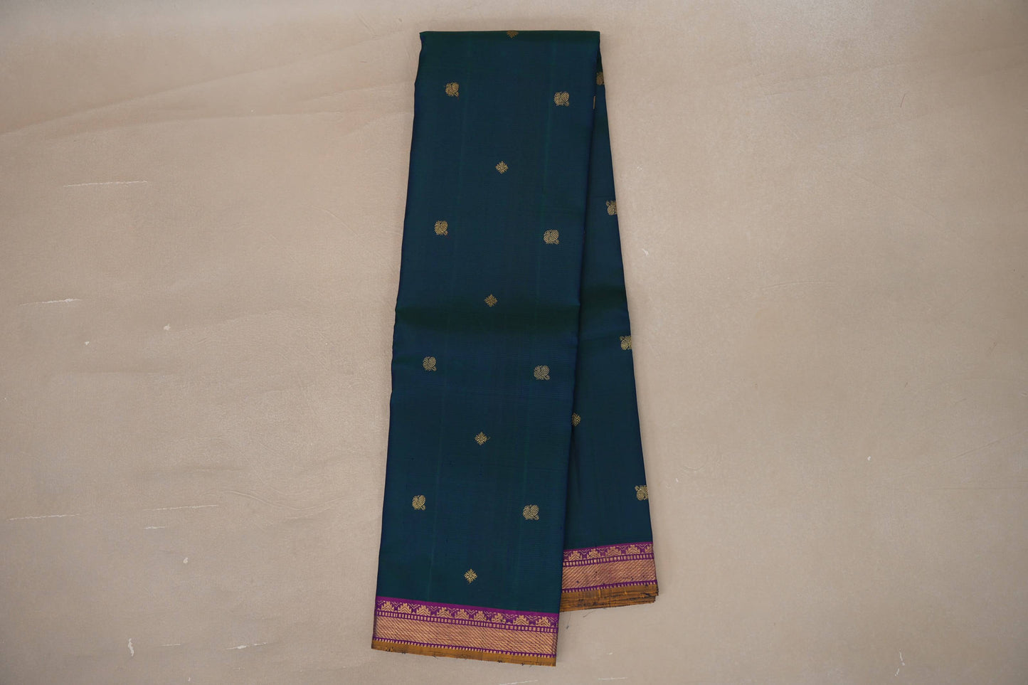 Deep Peacock Blue Vintage Kanjivaram Silk Saree SS9300
