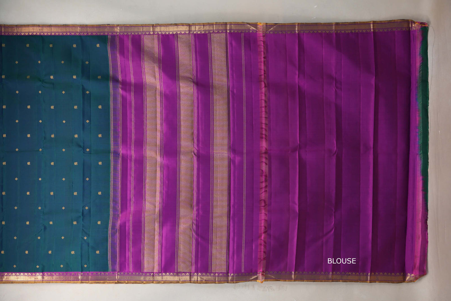 Deep Peacock Blue Vintage Kanjivaram Silk Saree SS9300