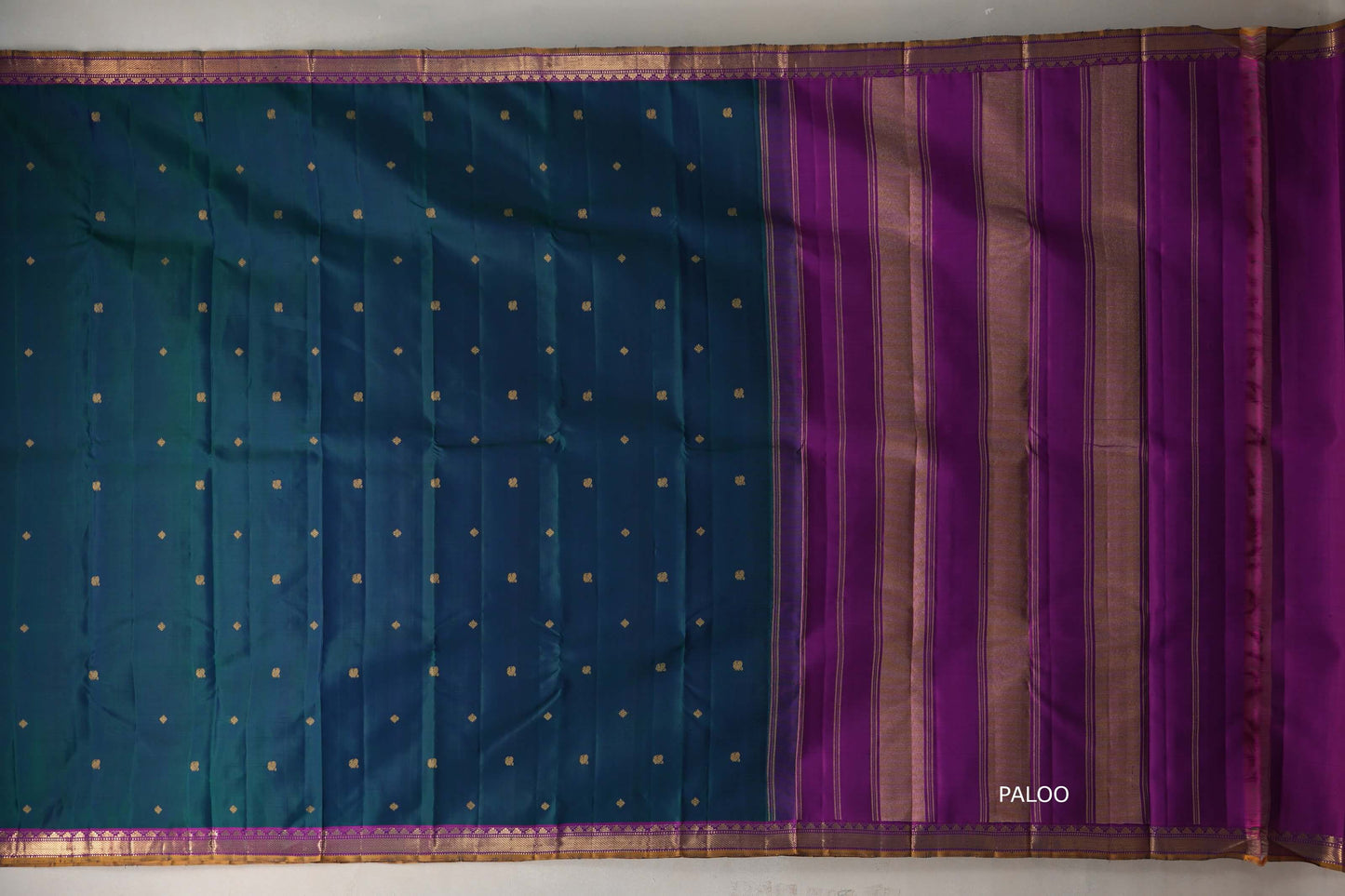 Deep Peacock Blue Vintage Kanjivaram Silk Saree SS9300